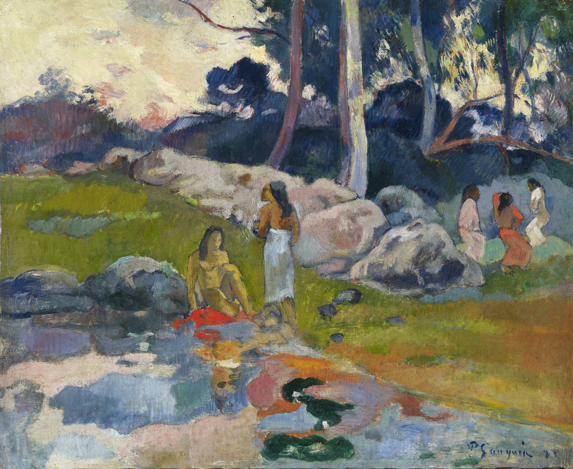 'Mujeres en la ribera del río', de Paul Gauguin (1892). Óleo sobre tela. Colección Alicia Koplowitz - Grupo Omega Capital.