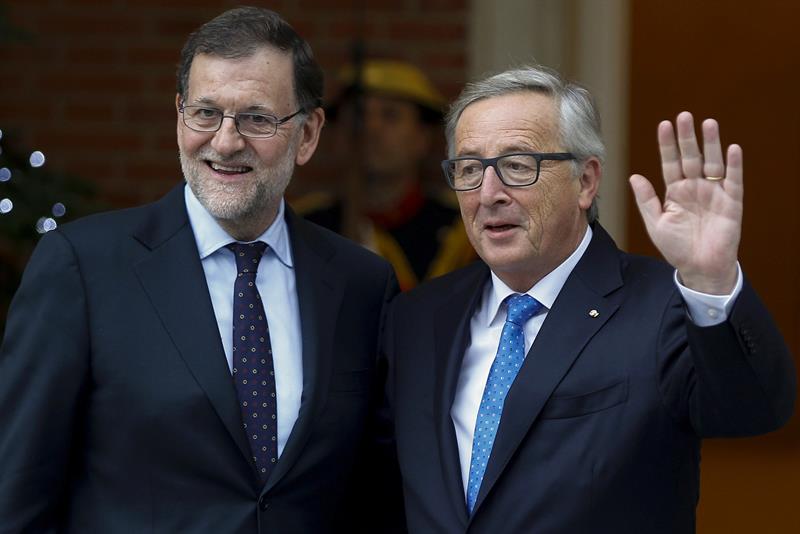 Mariano Rajoy y Jean-Claude Juncker, antes de su reunión este jueves en Moncloa.