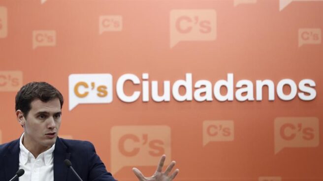 Albert Rivera, en una rueda de prensa en la sede de Ciudadanos.