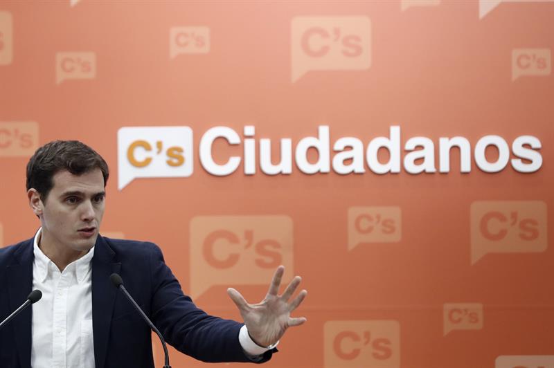 Albert Rivera, en una rueda de prensa en la sede de Ciudadanos.