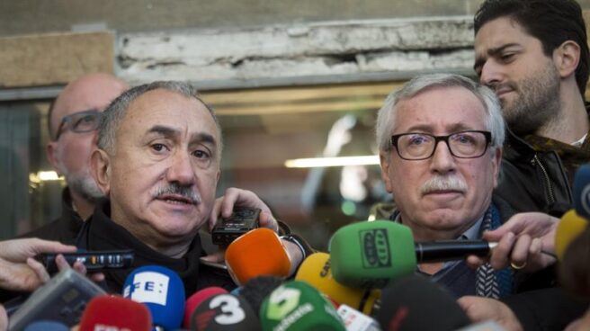 Pepe Álvarez e Ignacio Fernández Toxo, antes de la manifestación.
