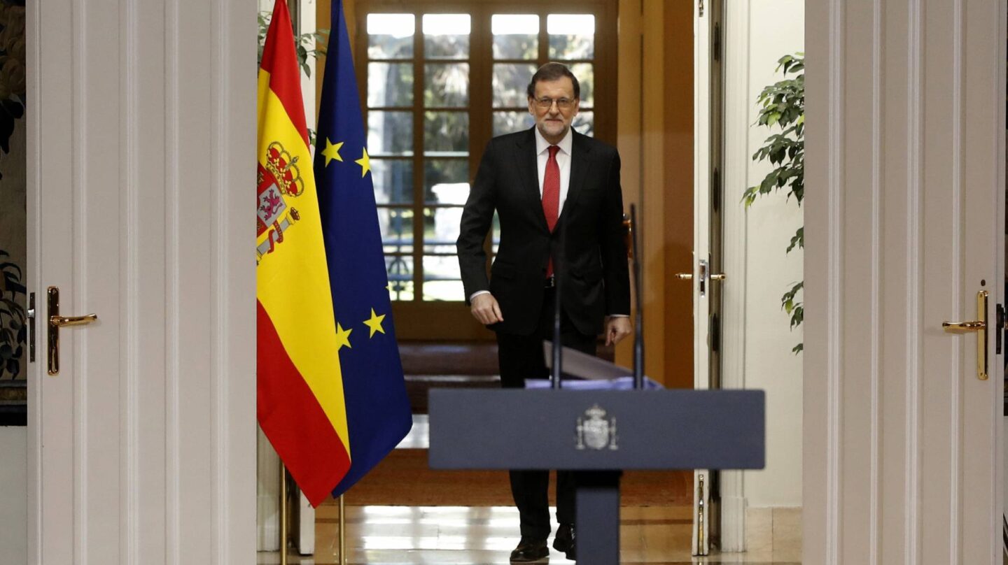 Mariano Rajoy, antes de su comparecencia.