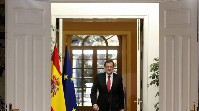Mariano Rajoy, antes de su comparecencia.