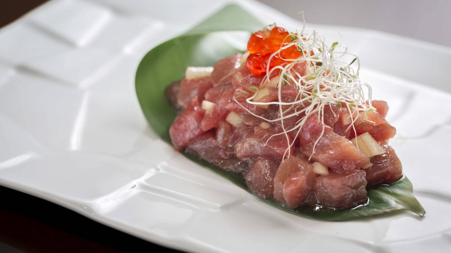 El tartar de atún rojo de almadraba y manzana de Aranda.