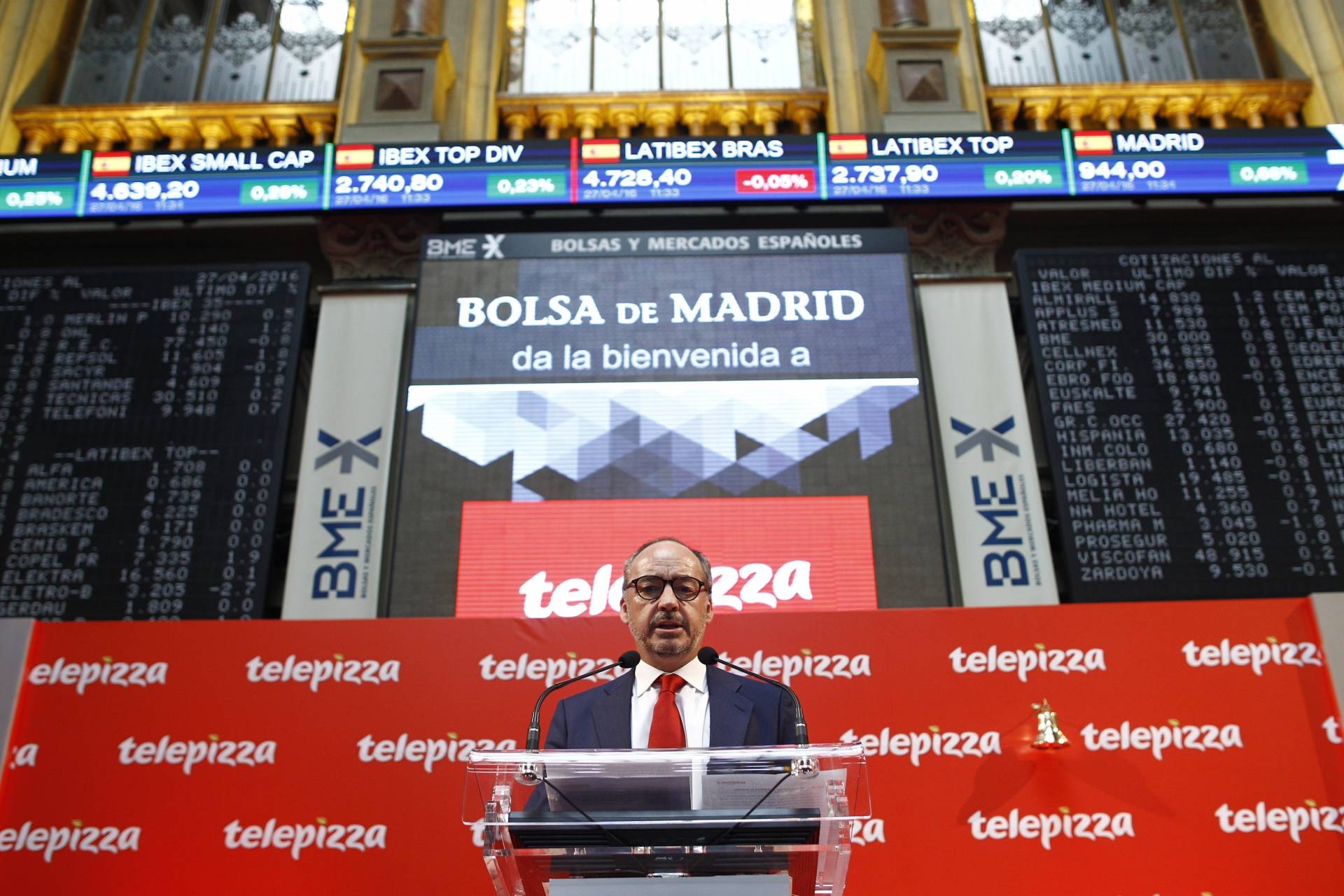 El presidente de Telepizza, Pablo Juantegui, durante la salida a bolsa de la compañía.