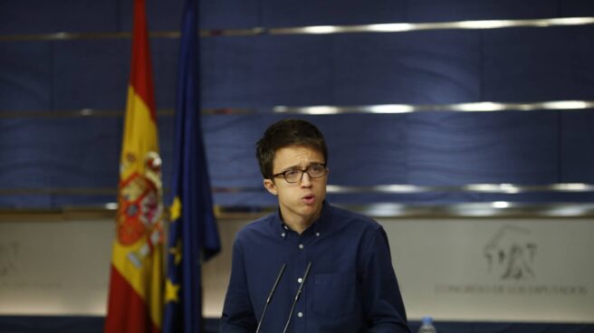 Iñigo Errejón, en la sala de prensa del Congreso. Iñigo Errejón, en la sala de prensa del Congreso.