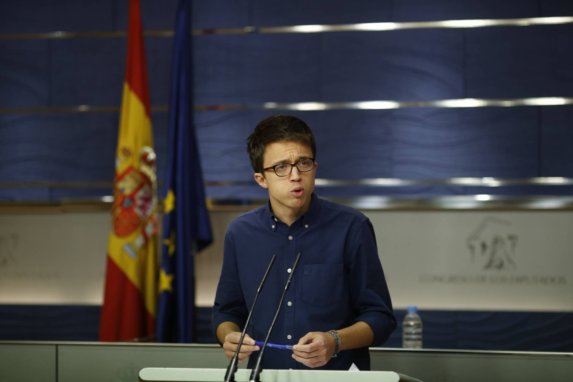 Iñigo Errejón, en la sala de prensa del Congreso.