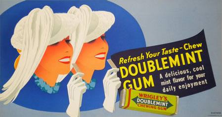 Publicidad antigua de los chicles de Wrigley.