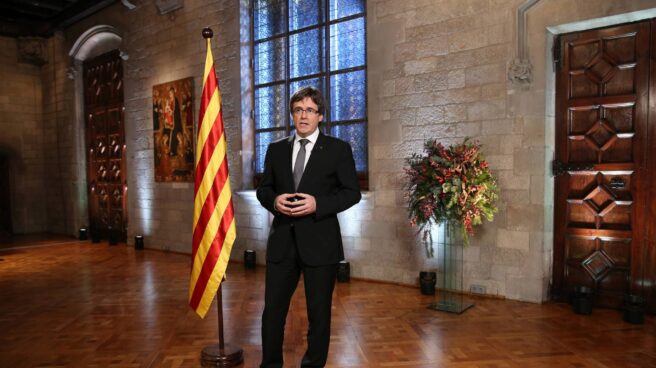 Carles Puigdemont, durante su alocución.