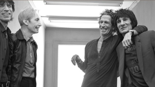 Rolling Stones Mick Jagger, Charlie Watts, Keith Richards y Ron Wood, los cuatro miembros oficiales de los Rolling Stones.