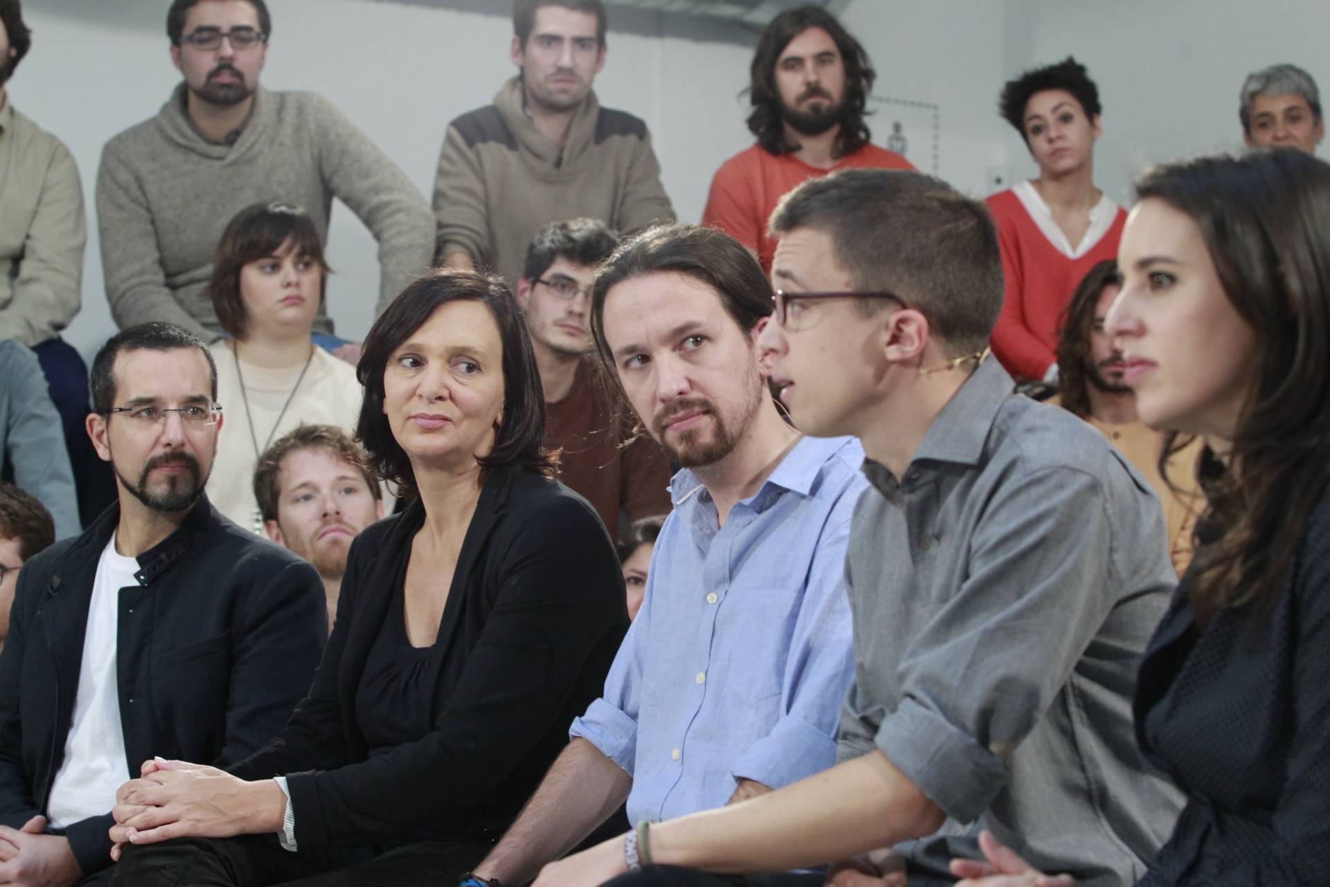 Sergio Pascual, Carolina Bescansa, Pablo Iglesias, Iñigo Errejón e Irene Montero.