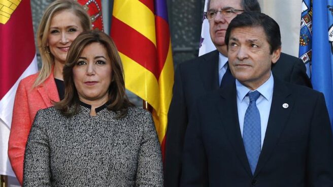 Javier Fernández y Susana Díaz, durante la conferencia.