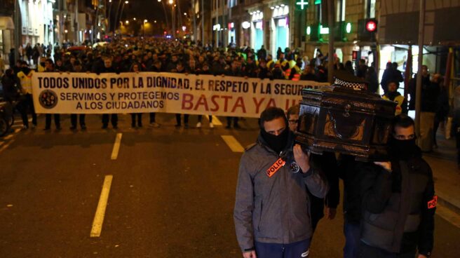 Manifestación de policías en Barcelona.