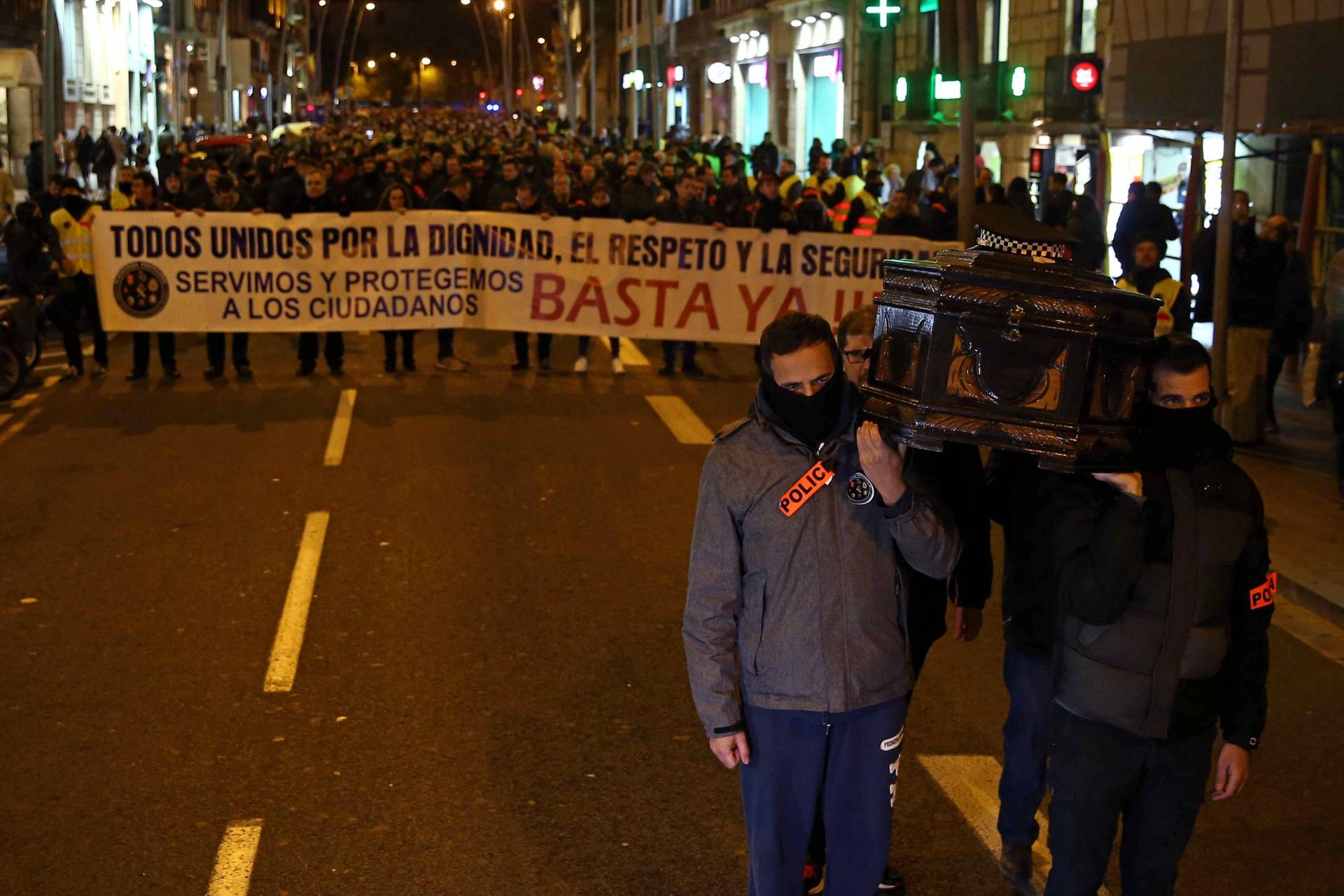 Manifestación de policías en Barcelona.