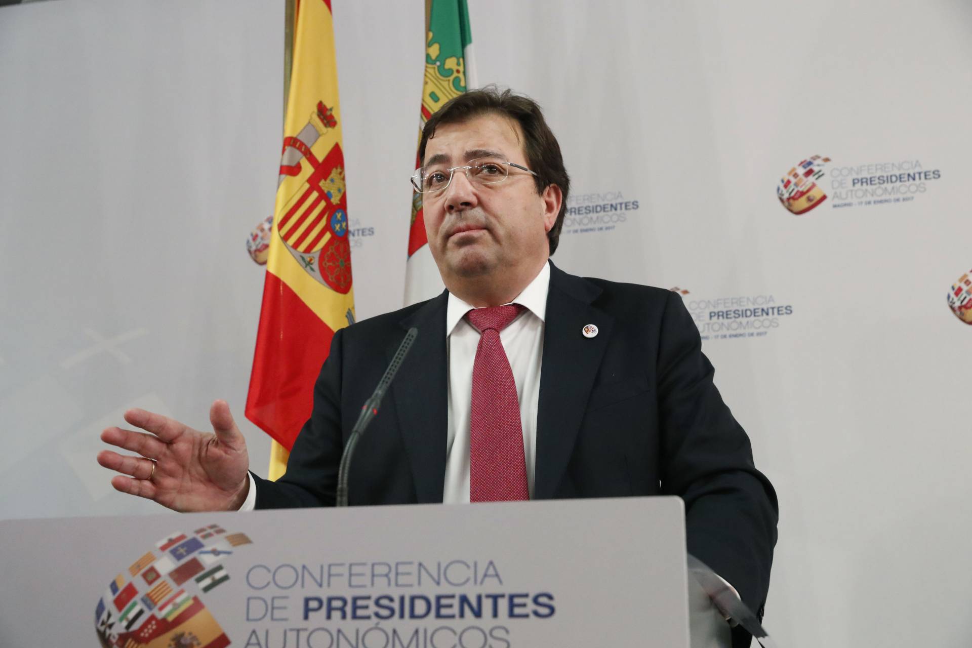 El presidente de Extremadura, Guillermo Fernández Vara, durante la VI Conferencia de Presidentes Autonómicos.