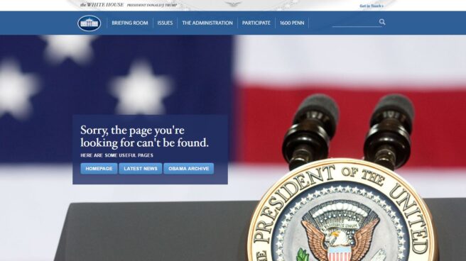 Así responde la web de la Casa Blanca al intentar acceder a la versión en español. Así responde la web de la Casa Blanca al intentar acceder a la versión en español.