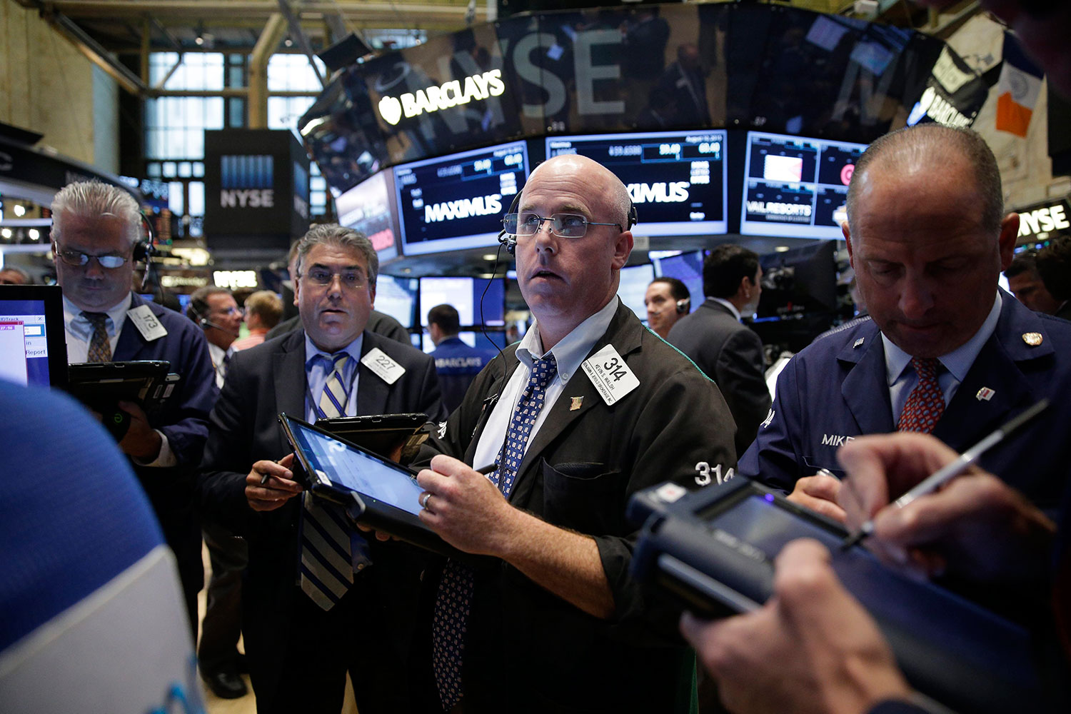 Operadores de mercado en Wall Street.