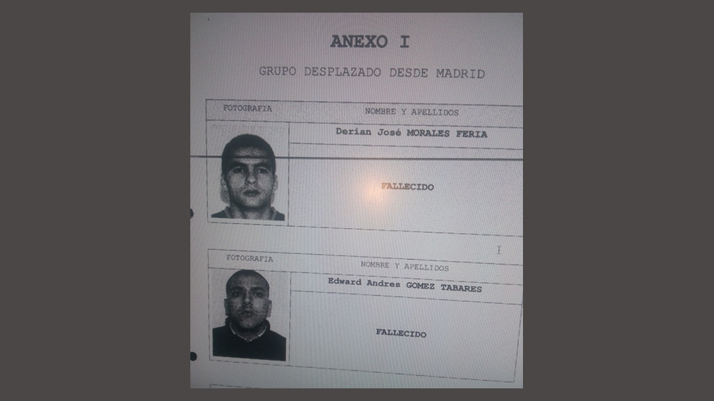 Los colombianos asesinados en la finca de Los Naranjos.