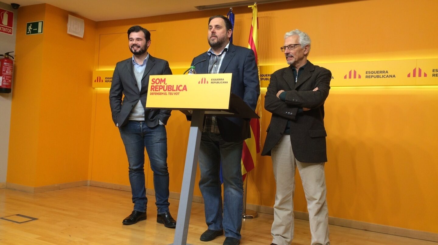Los miembros de ERC Gabriel Rufián, Oriol Junqueras, Santiago Vidal.