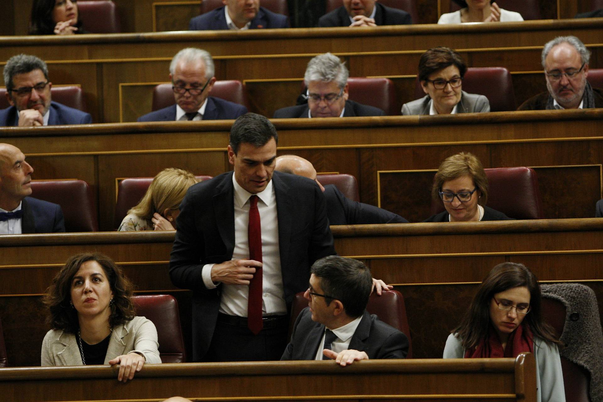 Pedro Sánchez y Patxi López, en el Congreso de los Diputados.