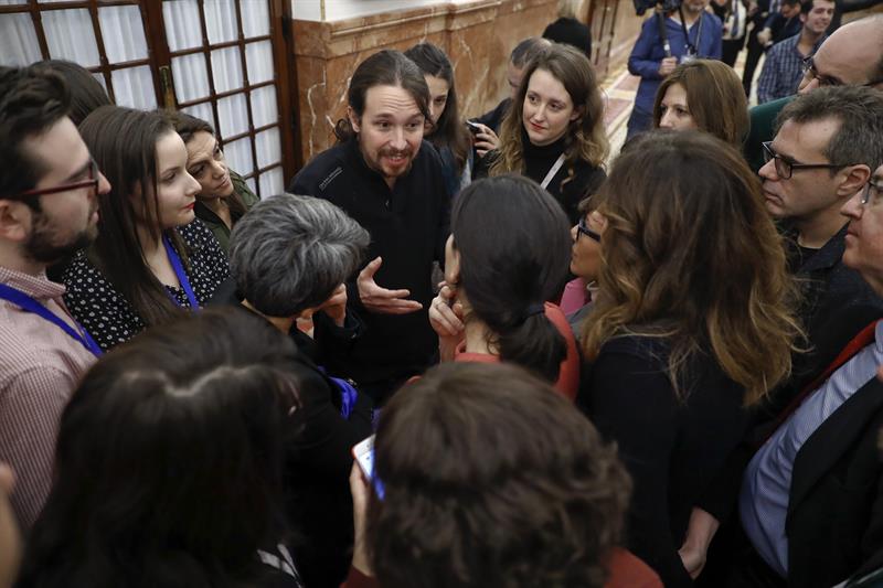 Pablo Iglesias, en los pasillos del Congreso.