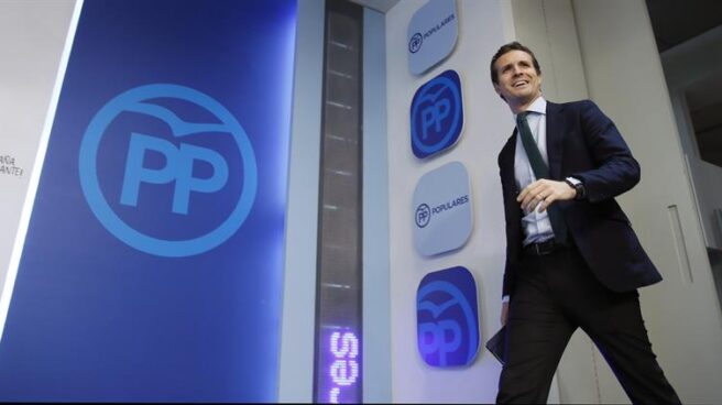 Pablo Casado, durante su comparecencia.