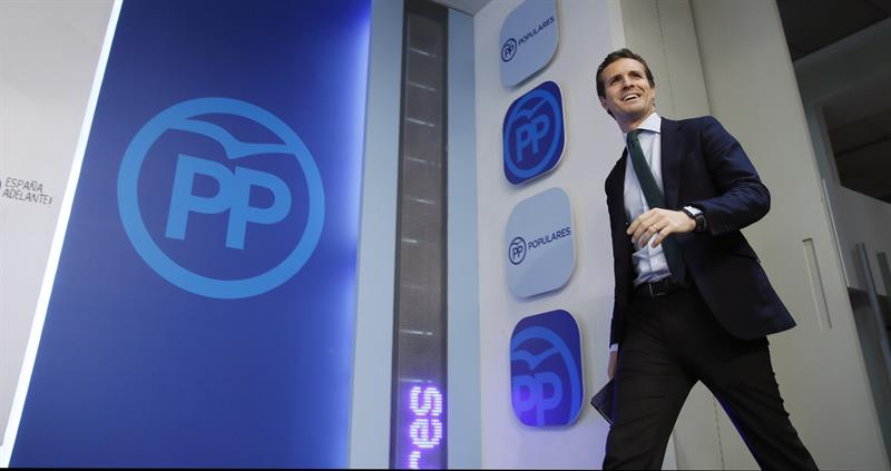 Pablo Casado, durante su comparecencia.