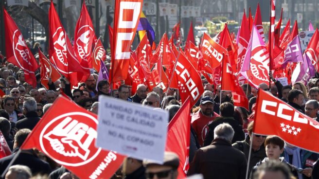 manifestacion salarios Manifestación convocada por CCOO y UGT en Madrid para presionar al Gobierno y patronal por la pérdida de poder adquisitivo de trabajadores.