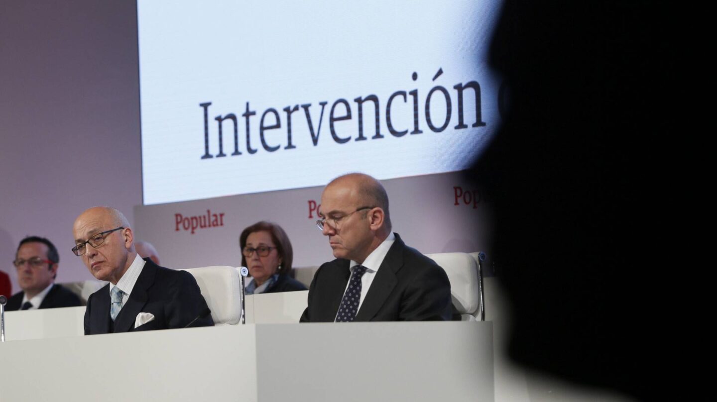 La junta de accionistas del Banco Popular, celebrada en Madrid.