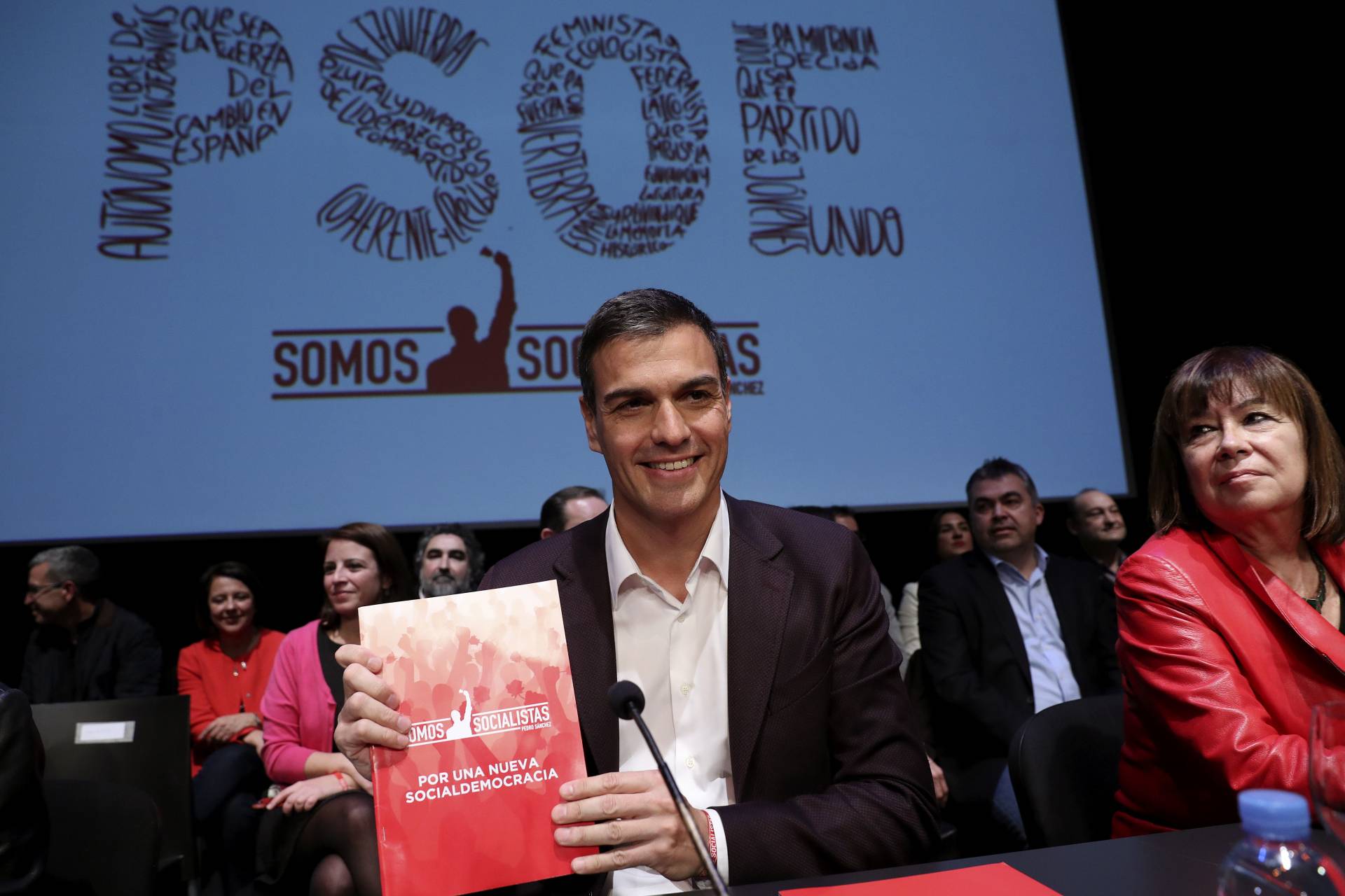 Pedro Sánchez y Cristina Narbona, en el Círculo de Bellas Artes.