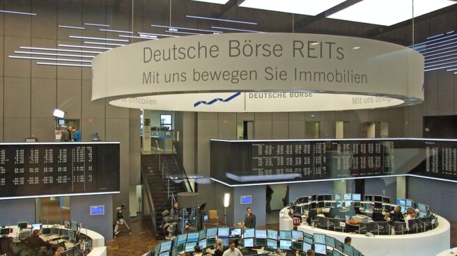Deutsche Boerse Interior de la Bolsa de Fráncfort.
