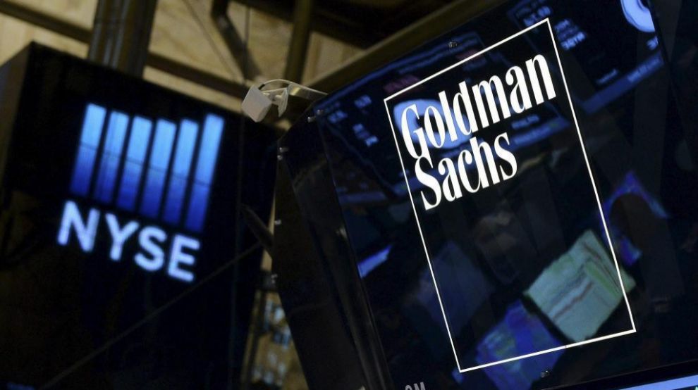 Logo de Goldman Sachs en la bolsa de Nueva York.