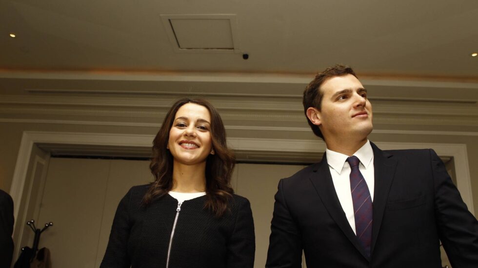 La portavoz nacional de Ciudadanos, Inés Arrimadas, junto al presidente de la formación, Albert Rivera.