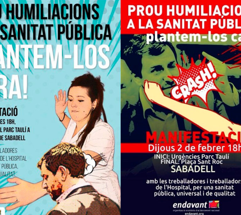 Bronca entre la Generalitat y la CUP por un cartel en el que una enfermera abofetea al conseller Comín