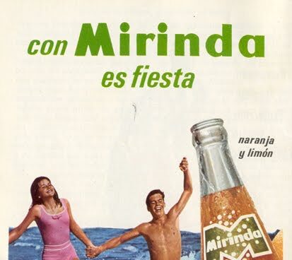 Antiguo cartel publicitario de Mirinda. Antiguo cartel publicitario de Mirinda.