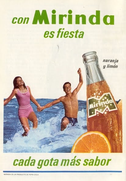 Antiguo cartel publicitario de Mirinda.