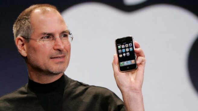 Steve Jobs, durante la presentación del primer iPhone, en 2007.