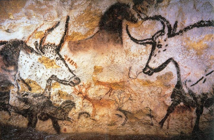 Pinturas rupestres de hace 20.000 años en las cuevas de Lascaux.
