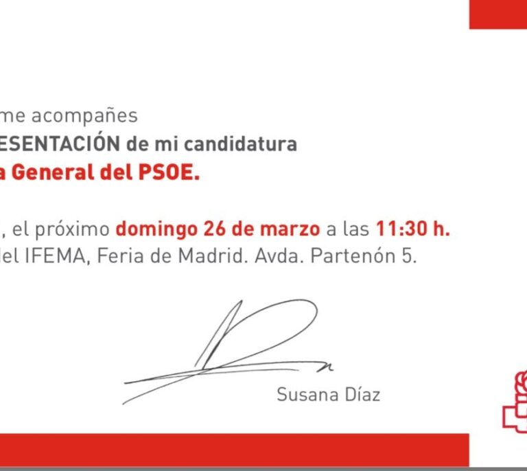 Susana Díaz hará la foto de un "apabullante" apoyo a su candidatura el día 26 en Ifema