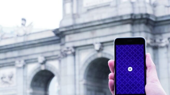 La aplicación de Uber, en el smartphone de un usuario en Madrid.
