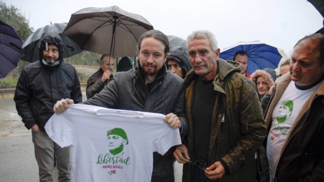 Pablo Iglesias con Diego Cañamero durante una visita a Andrés Bódalo en prisión.