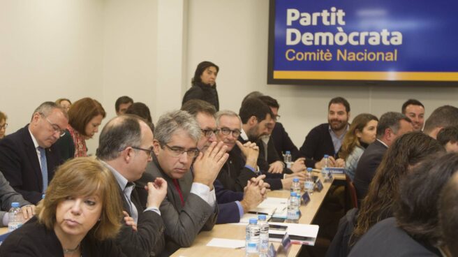 Reunión del comité nacional del PDCAT, celebrado este lunes en su sede de Barcelona.