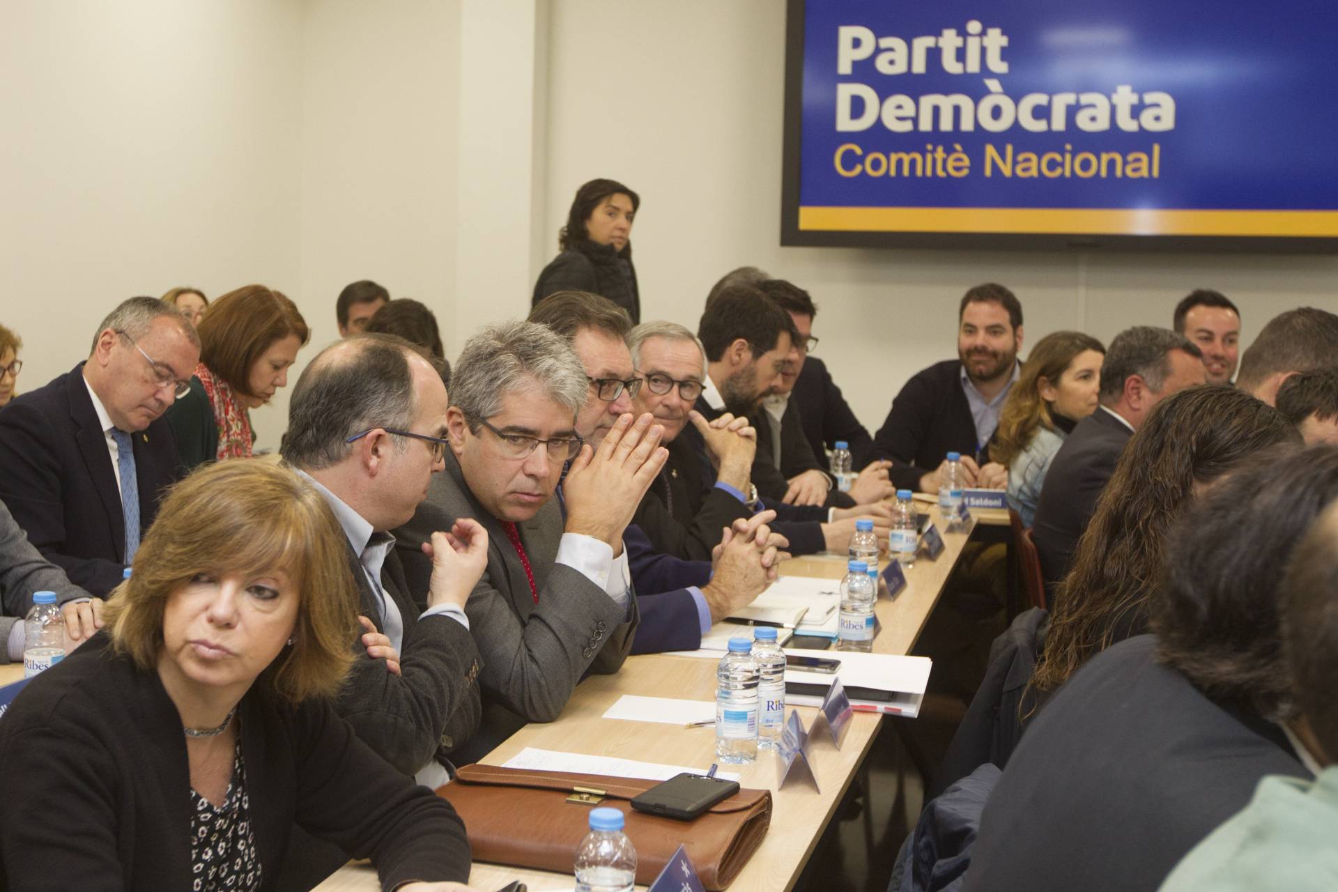 Reunión del comité nacional del PDCAT, celebrado este lunes en su sede de Barcelona.