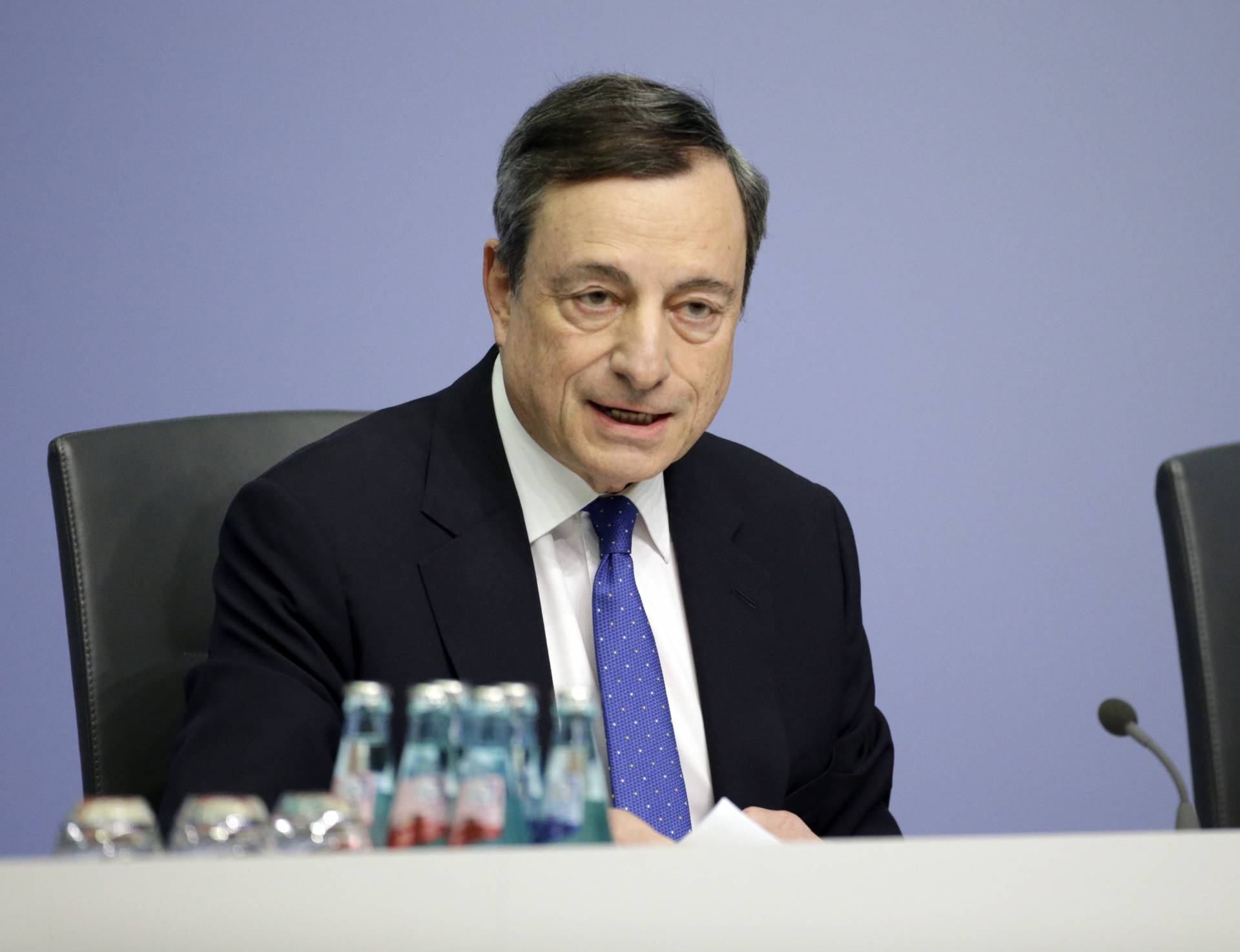 El presidente del Banco Central Europeo, Mario Draghi, en la sede de la institución, en Fráncfort.