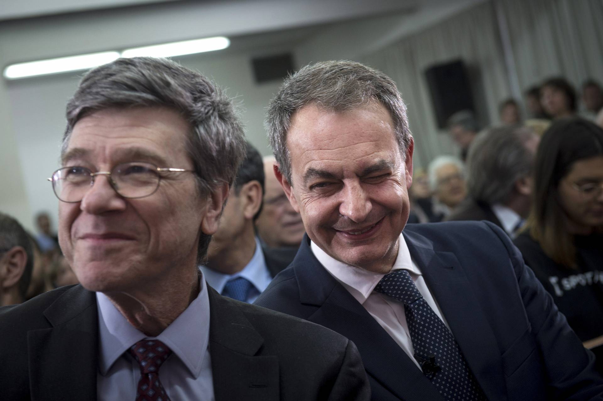 José Luis Rodríguez Zapatero junto al catedrático de Columbia Jeffrey Sachs.