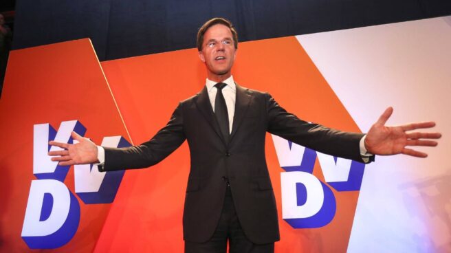El primer ministro de Holanda, Mark Rutte, tras la victoria. El primer ministro de Holanda, Mark Rutte