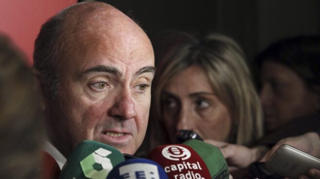 Luis de Guindos, este jueves durante un encuentro empresarial.
