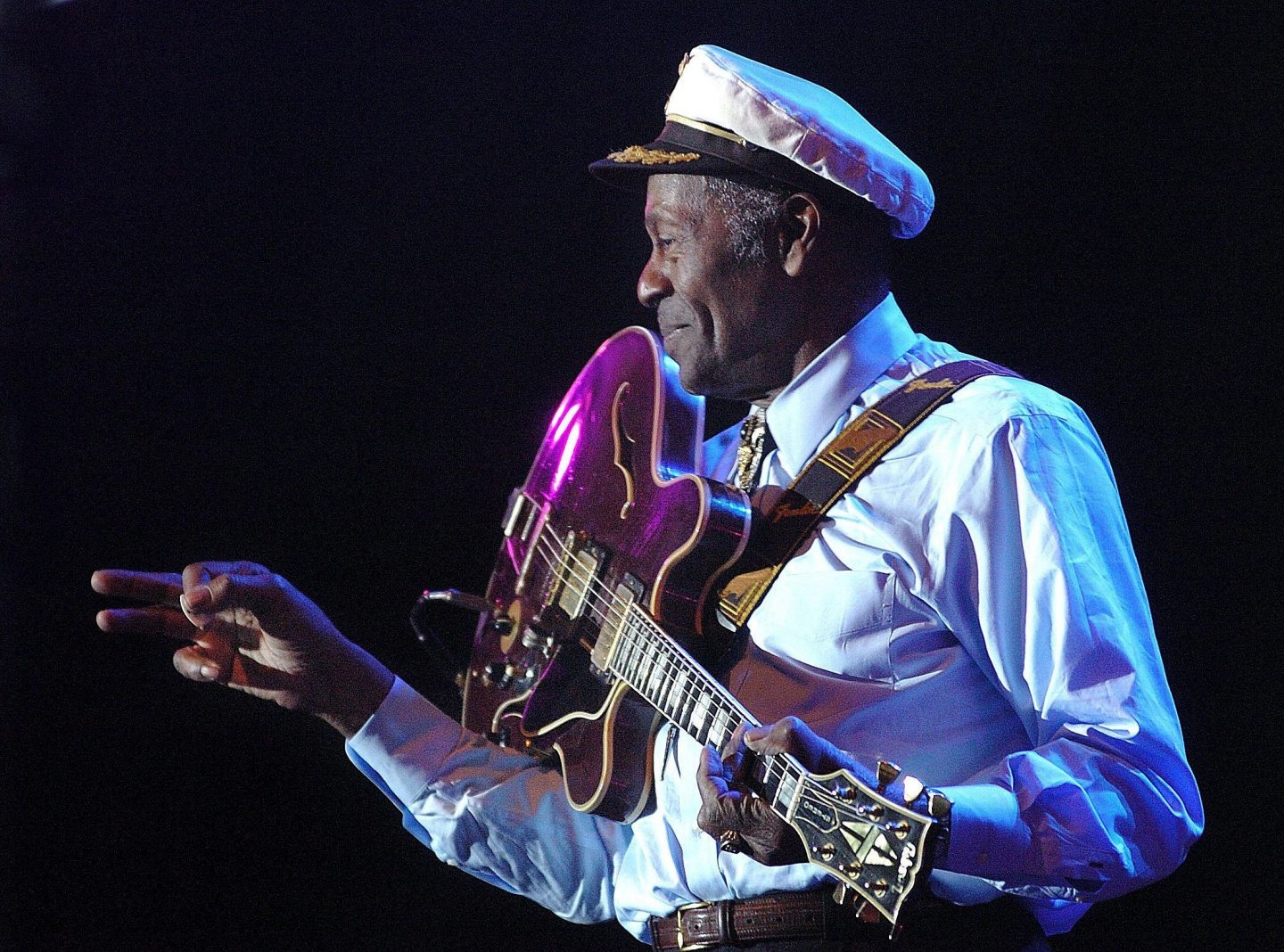 Chuck Berry, durante un concierto en Bilbao.