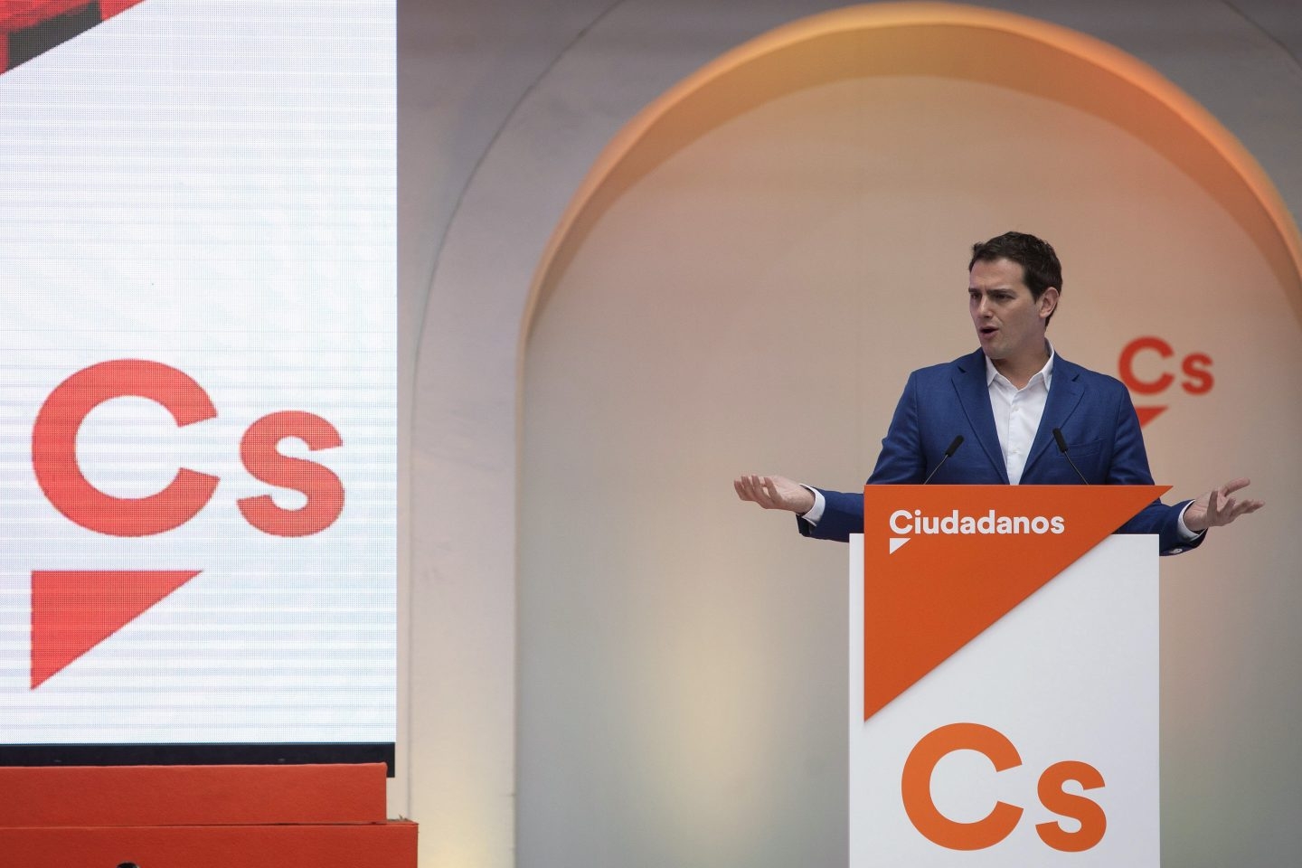 El presidente de Ciudadanos, Albert Rivera, en el acto de este domingo en Cádiz.