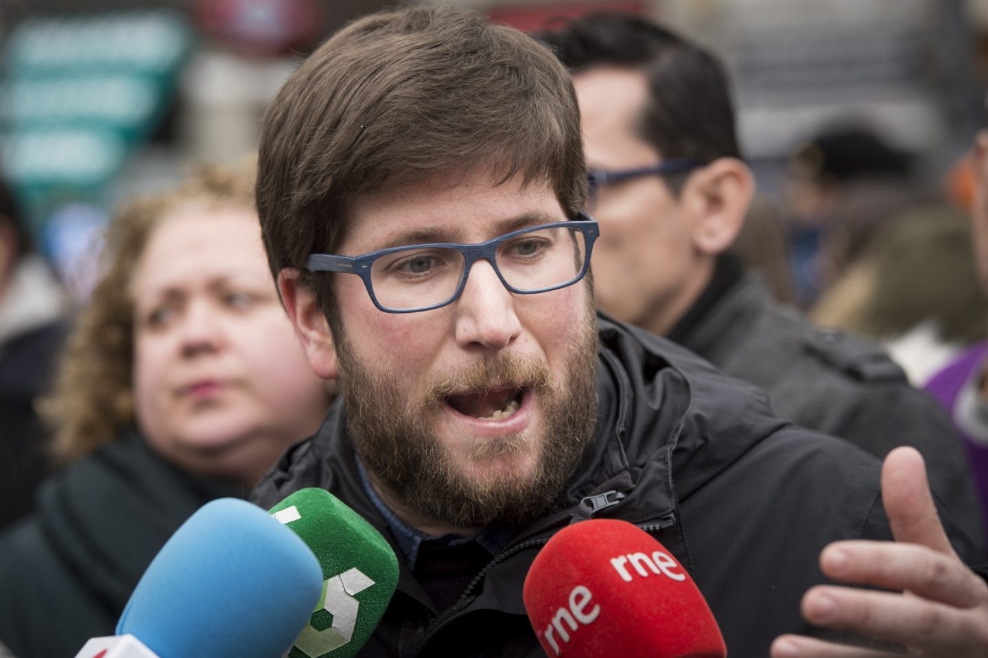 El eurodiputado de Podemos Miguel Urbán, que ha encabezado la marcha por la capital.